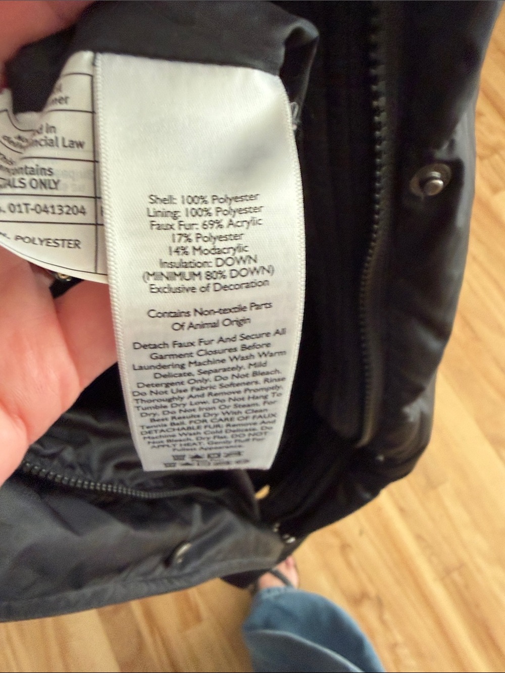 Eddie Bauer Long Black Puffer Coat with Faux Fur Trim Hood - Picture 4 of 4